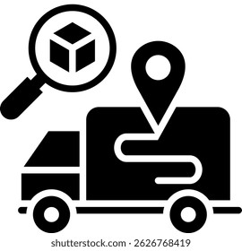 Ilustración vectorial de glifo de icono de entrega de seguimiento