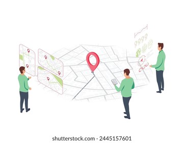 Tracking delivery, package on smartphone app. Delivery point validation, delivery driver app, independent courier concept. Vector illustration on white background