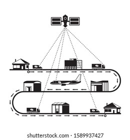 Tracking of delivery package on the way - vector illustration