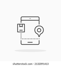 tracking delivery with smartphone line icon. Editable stroke and pixel perfect. Can be used for digital product, presentation, print design and more.