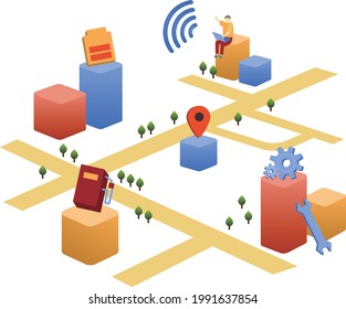 Ilustración de seguimiento y dirección 3D