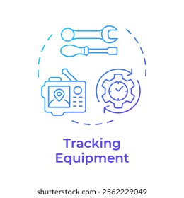 Tracking equipment blue gradient concept icon. Real-time tracking and monitoring. Field service management. Round shape line illustration. Abstract idea. Graphic design. Easy to use in article