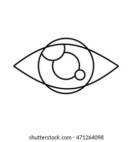 Tracking eye icon in outline style isolated on white background. Spying symbol