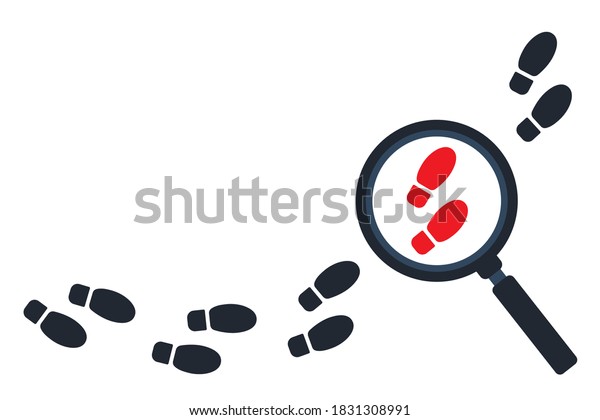 Tracking Footsteps Magnifying Glass Detective Following Stock Vector ...