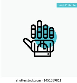 Tracking, Glove, Hand, Technology turquoise highlight circle point Vector icon