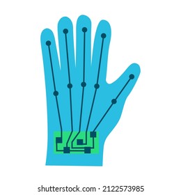 Tracking gloves flat icon. Robotic sensor gloves icon isolated on white background. Digital technology web graphics