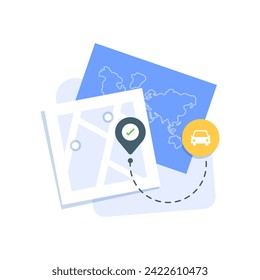 tracking gps car transportation route icon concept,flat design icon vector illustration