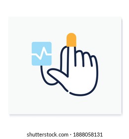 Tracking health color icon. New normal concept. Health care and prevention culture. Finger pulse tracker. New life after covid19 outbreak. Pandemic time. Isolated vector illustration