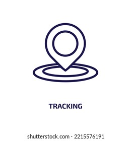 tracking icon from delivery and logistic collection. Thin linear tracking, internet, road outline icon isolated on white background. Line vector tracking sign, symbol for web and mobile