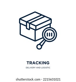 tracking icon from delivery and logistic collection. Thin linear tracking, business, transportation outline icon isolated on white background. Line vector tracking sign, symbol for web and mobile