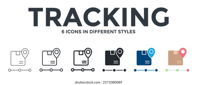 Tracking Icon In Different Style Vector Illustration. Designed In Thin Line, Regular Line, Bold Line, Glyph, Color Fill, And Flat Style Can Be Used For Web