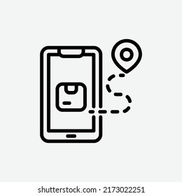  icono de seguimiento, icono aislado de la cadena de suministro en fondo gris claro, perfecto para sitio web, blog, logotipo, diseño gráfico, medios sociales, interfaz de usuario, aplicación móvil