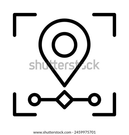Tracking icon. Pin location with scan. Outline style. Isolate on white background.