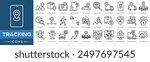 Tracking icon set. Location Tracking, Package Tracking, GPS Tracking, Asset Monitoring, Vehicle Monitoring, Location Monitoring, Shipment Management and Real time Monitoring