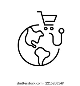 Tracking international shipment. Pixel perfect, editable stroke icon