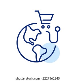 Tracking international shipment. Pixel perfect, editable stroke line icon