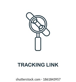 Icono de enlace de seguimiento. Elemento de línea simple de la colección de marketing de afiliado. Icono de enlace de seguimiento delgado para plantillas, infografías y más.
