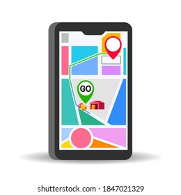 Tracking logistic shipment by smartphone application on screen.
