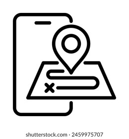 Tracking mobile application icon. Outline style. Isolate on white background.