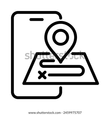 Tracking mobile application icon. Outline style. Isolate on white background.