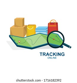 Tracking Mobile Application, Shopping Online on Website or smartphone Vector Concept. use for marketing, market illustration or other