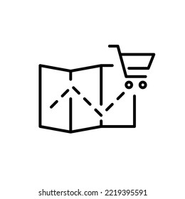 Seguimiento de entrega de tiendas en línea. Icono de trazo de píxeles perfecto, modificable