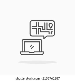 Tracking order delivery laptop line icon. Editable stroke and pixel perfect. Can be used for digital product, presentation, print design and more.