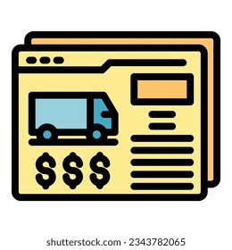 Tracking order icon outline vector. Fill form. Online write color flat