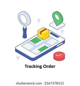 Tracking Order isometric Colored illustration. EPS File stock illustration