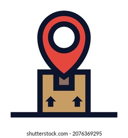 Tracking Package Box. Simple Vector Color Icon.