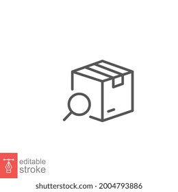 Tracking package line icon. Search package distribution, shipping goods or merchandise. Delivery cargo product. tracking logistics . Editable stroke Vector illustration design on white backgroundEPS10