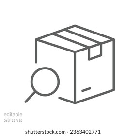 Tracking package line icon. Search package distribution, shipping goods or merchandise. Delivery cargo product. tracking logistics . Editable stroke Vector illustration design on white backgroundEPS10