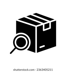Tracking package solid icon. Search package in distribution and shipping goods or merchandise. Delivery cargo product. tracking logistics logo. Vector illustration design on white background. EPS 10