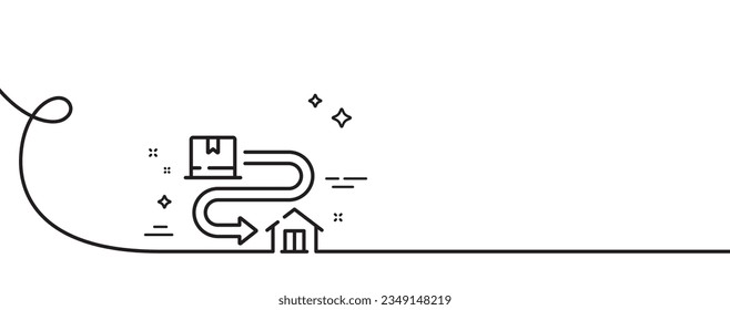 Tracking parcel line icon. Continuous one line with curl. Package location sign. Delivery service symbol. Tracking parcel single outline ribbon. Loop curve pattern. Vector