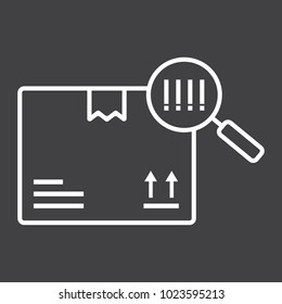 Tracking parcel line icon, logistic and delivery, find barcode sign vector graphics, a linear pattern on a black background, eps 10.