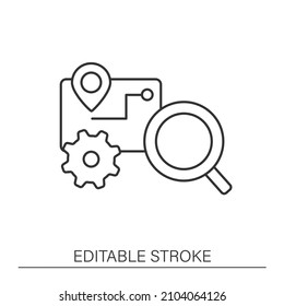  Tracking process line icon. Monitoring and managing business projects. Business automation concept.Isolated vector illustration.Editable stroke