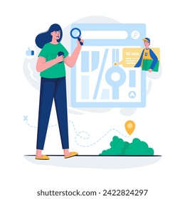 Sendungsverfolgungsauftragszustellung Realtime-FlaIllustration