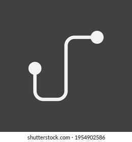 Tracking symbol. Line or Path icon. Route your track symbol with line and dots. Flat vector illustration.