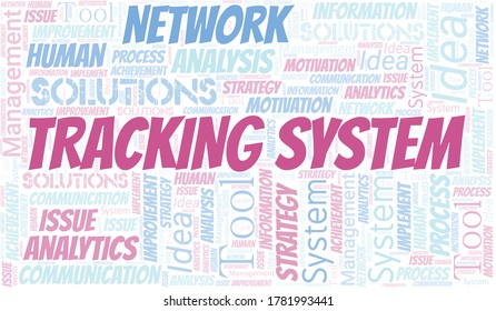 Tracking System typography vector word cloud.