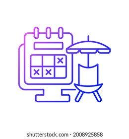 Tracking vacation time gradient linear vector icon. Schedule for leave dates for employee from work. Work monitoring. Thin line color symbols. Modern style pictogram. Vector isolated outline drawing