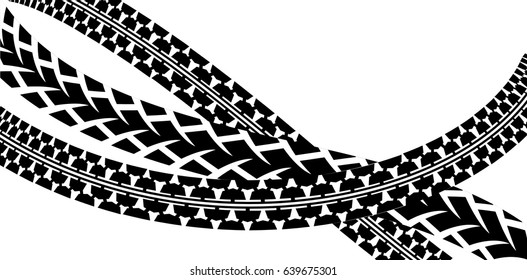 Tracks of bicycle and motorcycle tires vector illustration. Background element for poster, book illustration, advertisement, print, leaflet and booklet. Graphic image in white and black.