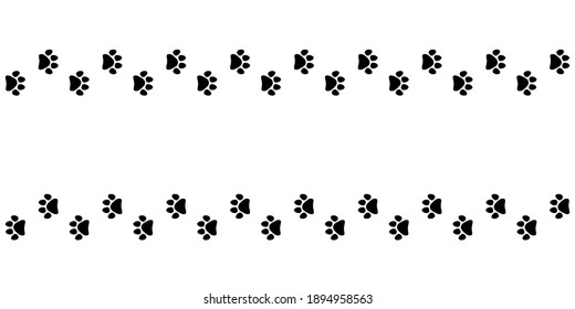 Tracks of cat or dog tracks, footprint, design. Footprints of cat, turn right and left. Vector illustration.