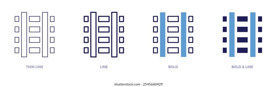 Tracks icon in 4 different styles. Thin Line, Line, Bold, and Bold Line. Duotone style. Editable stroke.