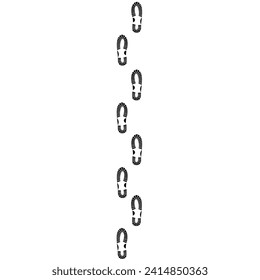 Tracks of running shoes on a white background. Black sneaker sole print. Silhouettes of rock climbing, walking and health banners. Vector illustration