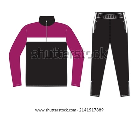 Tracksuit Editable Vector File Sketch Illustration, Menswear Template, Summer Wear Men Women Clothing Digital Artworks Mockup, Sportswear Editable Apparel Template Catalog, Jacket and Pant Mockup