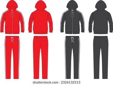 Tracksuit Fashion Flat Template Editable