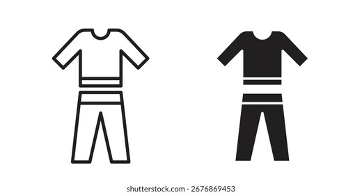 Icono de chándal sobre fondo blanco. icono establecido en contorno negro y relleno