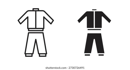Tracksuit icons for design. Easily editable stroke. Modern flat design.