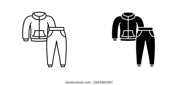Tracksuit icons in outline and fill. vector illustration for ui.