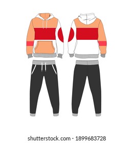 Tracksuit Minimalist, Modern Style. Color is Black, Pink, Red and White V3, Template and Mockup Design for Commercial Use